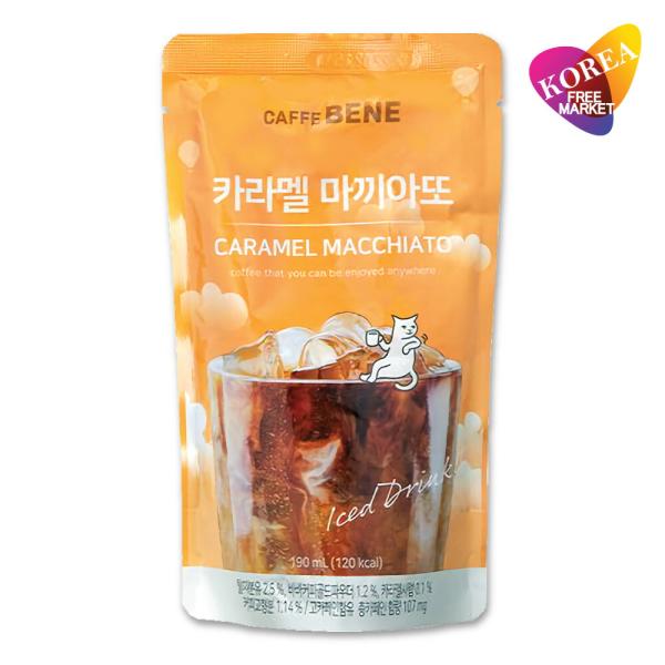 CAFFEBENE キャラメル マキアート 190ml 4袋セット / 韓国コンビニ パウチドリンク...