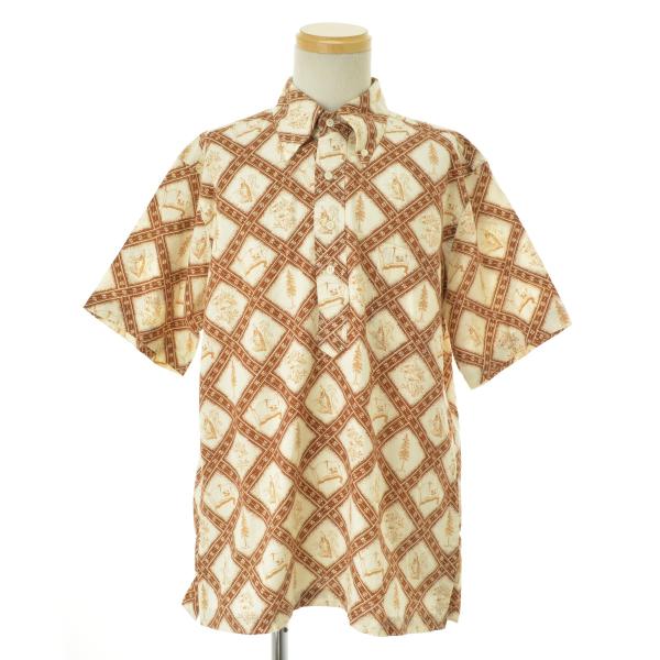 REYN SPOONER / レインスプーナー 70s 乳首あり 金タグ総柄ボタンダウンプルオーバー...