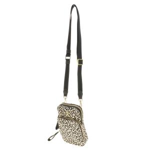 Kate Spade KF327 チェルシー グラフィック レオパード ハート プリント ノース サウス デュアル ジップ フォン クロスボディ ショルダーバッグ