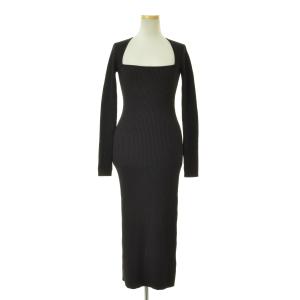 GANNI / ガニー K1559 Green Ribbed dress マキシ 長袖ワンピース  