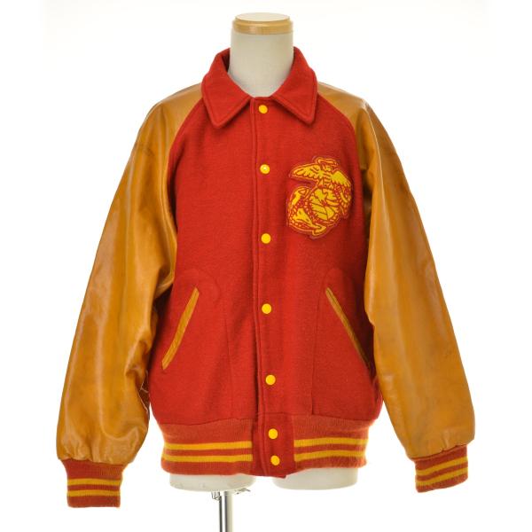 VINTAGE / ヴィンテージ USMC 袖レザー 襟付き ベースボールジャケット