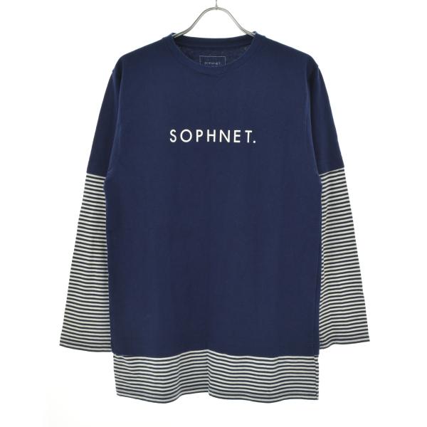 SOPH NET. / ソフネット L/S FAKE BORDER LAYERD TEE ボーダーレ...