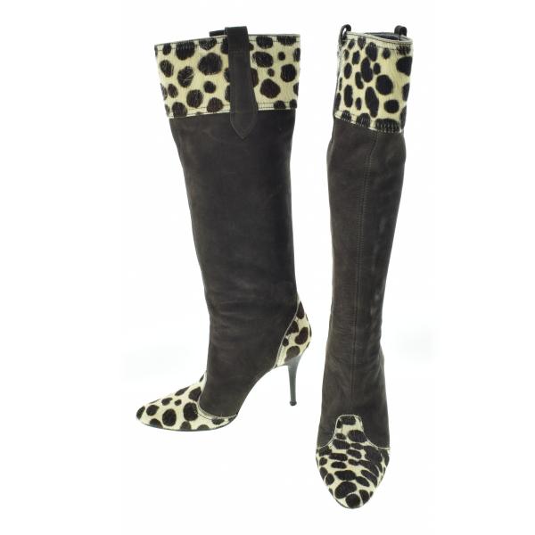 VII XII XXX / セヴントゥエルブサーティー レオパード レザー 切替ロング ブーツ