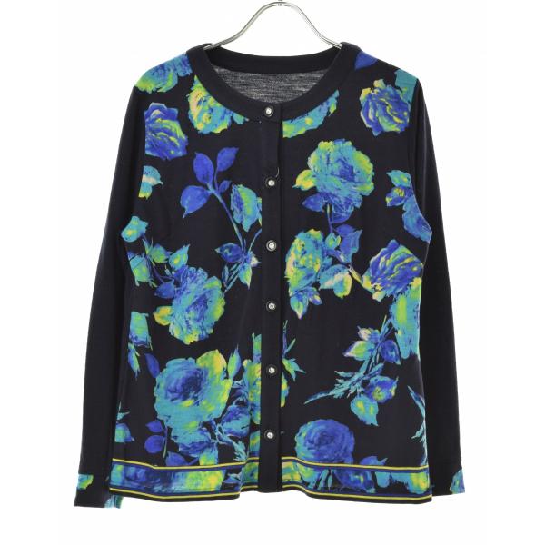 noa-ge / ノアージェ 121-7591-8322 フラワーパネル ニット 長袖カーディガン