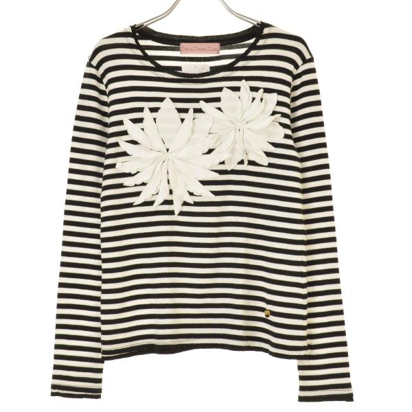 Trend Dress Code フラワー ボーダー 長袖Tシャツ