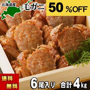 送料無料 毛蟹 6尾入りで、合計4ｋｇ前後　ボイル冷凍　1尾の平均660ｇの大型サイズ　北海道産 毛がに カニ味噌 かに身 かに通販 蟹みそ 毛ガニ 爆買