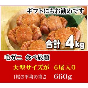 送料無料 毛蟹 6尾入りで、合計4kg前後 ボ...の詳細画像1