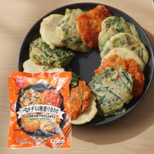 [凍] テプン 手作り 一口チヂミ 4種盛り合わせ 350g ネギ・キムチ・ニラ・じゃがいも 韓国料理 おつまみ おかず 韓国市場 爆買