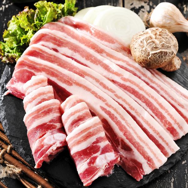 [冷]生 豚 サムギョプサル スライス 豚バラスライス/約1kg(厚さ8mm カナダ産) 韓国市場 ...