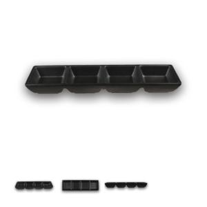 スタイリッシュ メラミン食器 (Mat Black)【おかず角皿（3連／ひし形