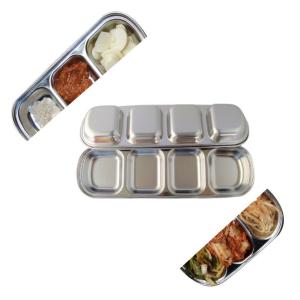 韓国市場食堂ステンレス角皿(4仕切り)の詳細画像2