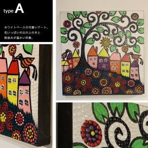 バリ絵画 しあわせTREE 正方形 バリ ドッ...の詳細画像4