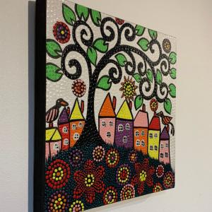 バリ絵画 しあわせTREE 正方形 バリ ドッ...の詳細画像5
