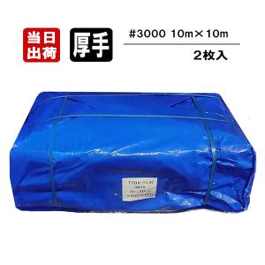 ブルーシート #3000 厚手 10m×10m 2枚入 養生 工事 台風 育苗 防災 備蓄 地震 屋根 雨よけ 風よけ 日よけ 防水 防雪 カバー キャンプ レジャー