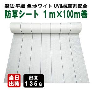 KS 防草シート 密度135G 1m×100m ホワイト 抗菌剤入り UV剤入り 白色 草よけシート 太陽光 反射 ハウス 菜園 畝間 果実色付 育苗 夏野菜 マルチング 高密度