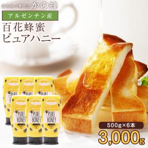 はちみつ 蜂蜜 ハチミツ 純粋蜂蜜 アルゼンチン産 PURE HONEY 500g×6本 合計 3000g 逆止弁キャップ｜kanohachi