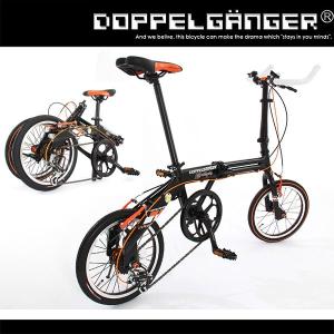 16インチ 折りたたみ自転車 軽量 シマノ7段変速 アルミフレーム ブルホーン ライト ドッペルギャンガー doppelganger 111