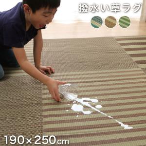 撥水 い草 ラグ 約190×250cm 滑り止め 不織布 格子柄 シンプル カジュアル 抗菌防臭｜kanon-web