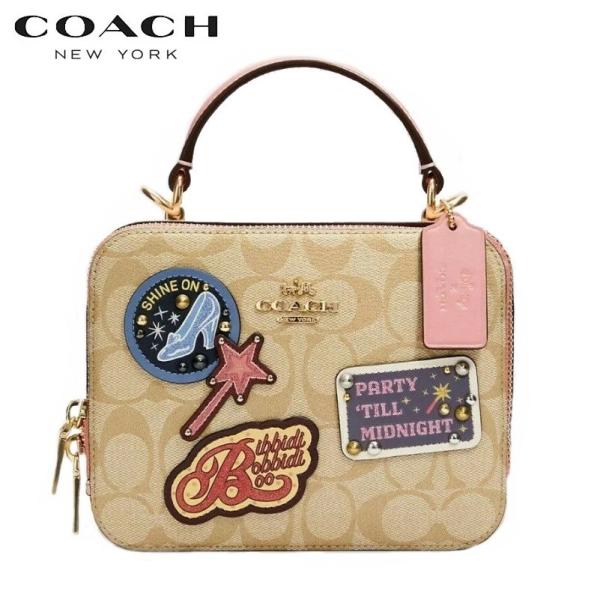 新作 コーチ COACH ディズニー コラボ  ボックス クロスボディ シグネチャー キャンバス ウ...