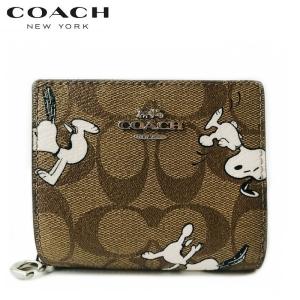 新作 コーチ ピーナッツ コラボ 二つ折り財布 COACH X PEANUTS スナップ ウォレット シグネチャー キャンバス スヌーピー プリント