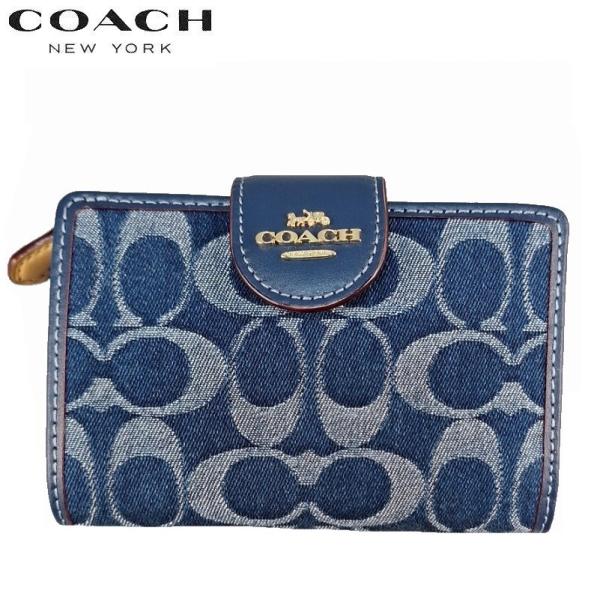 コーチ 二つ折り財布 デニム 財布 新作セール カードケース レディース メンズ CZ344 202...