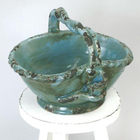 アンティークウォーター花かご　ブルー