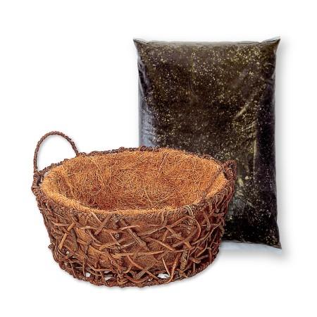 手造りバスケットとオリジナル培養土10Lのお買得セット