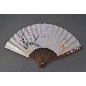 京風庵大むら 婦人用 六寸五分 親骨蒔絵高級手描き扇子 おしどり
