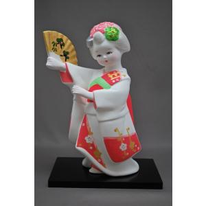 日本人形 舞妓 芸者 伝統工芸品 松寿 絹の着物 扇子 高さ50cm 日本人形 ( 舞踊 舞妓 扇子/赤 ) RN-5053-851 23センチ 日本のお土産