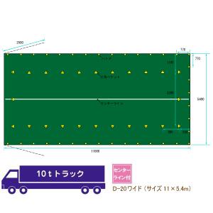 【10トン車用】大型防水トラックシート 11m×5.4m 緑色 耐久性抜群