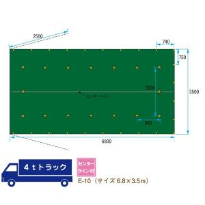 【4トン車用】防水トラックシート 6.8m×3.5m 緑色 耐久性抜群