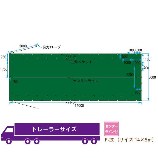 トラックシート トレーラー サイズ 14ｍ×5ｍ 平シート ゴムバンド付 F-20