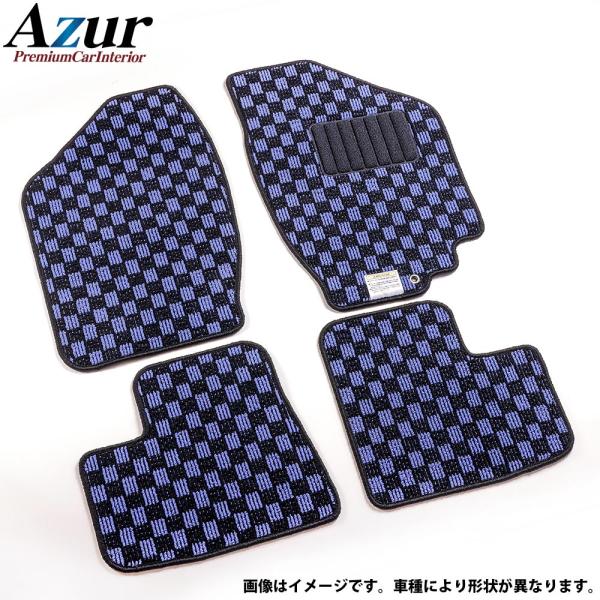 Azur フロアマット チェック柄 ブルー ワゴンR MH85S R02.01-
