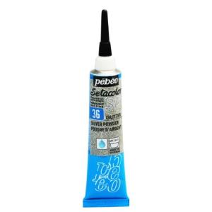 ぺべオ ラメ入りの膨らんだ線やドットが描ける布用絵具 セタカラー3Dグリッター 20ml NO.36シルバーパウダー