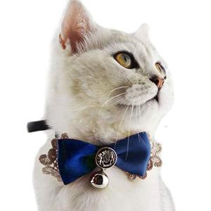猫くびわ 鈴つき 猫 首輪 リボンネコ 首輪 柔らかい皮猫くびわ 鈴つき 貴族風ちょう結び猫用首輪 調節可能  子猫首輪/子犬首輪/うさぎ/小中型ペッ