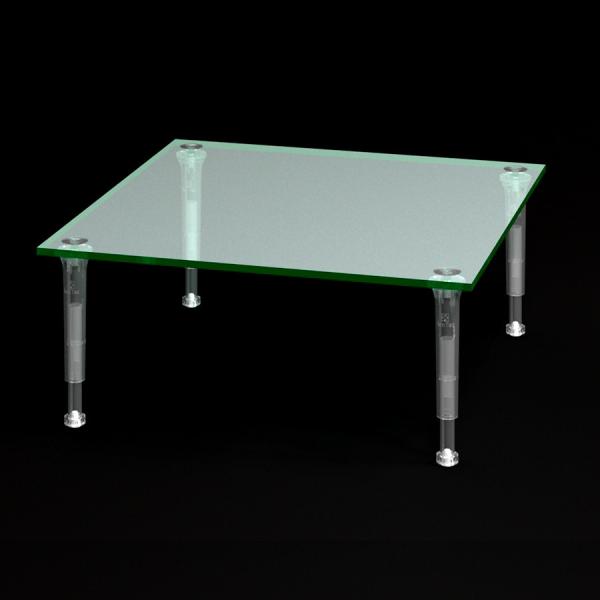 伸縮式アクリルフィギュアスタンド　95P　透明正方形グリーンエッジ板　ガラス色　20cm×20cm