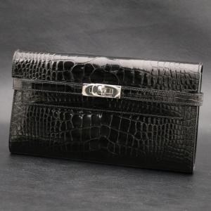 極美品◇HERMES エルメス アザップロングクラシック クロコダイル リセ ローズシェヘラザード 長財布 D刻印 箱付 フランス製 レディース HERMES（エルメス） 極美品◇HERMES アザップロングクラシック