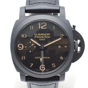 O.PANERAI　オフィチーネパネライ　PAM00441　ルミノール1950 セラミカ GMT　ブラック文字盤　セラミックケース　自動巻き　レザーベルト　腕時計　【中古】｜kanteikyoku-morioka