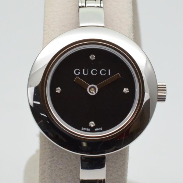 GUCCI　グッチ　YA105547/105　Gサークル　クオーツ　レディース腕時計　4Pダイヤ　ブ...