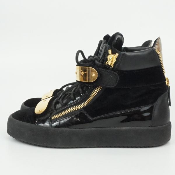 GIUSEPPE ZANOTTI　ジュゼッペ ザノッティ　スニーカー　ブラック　ベルベット　ゴールド...