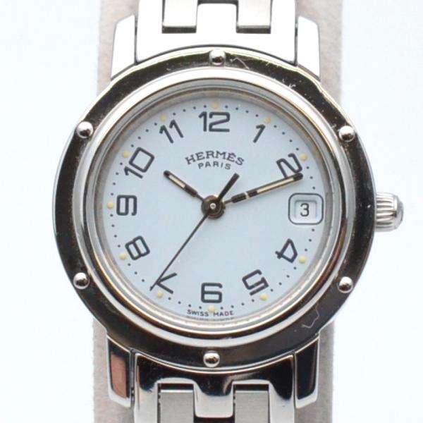 HERMES　エルメス　CL4.210　クリッパー　ホワイト/シルバー　クオーツ　ブランド腕時計　レ...