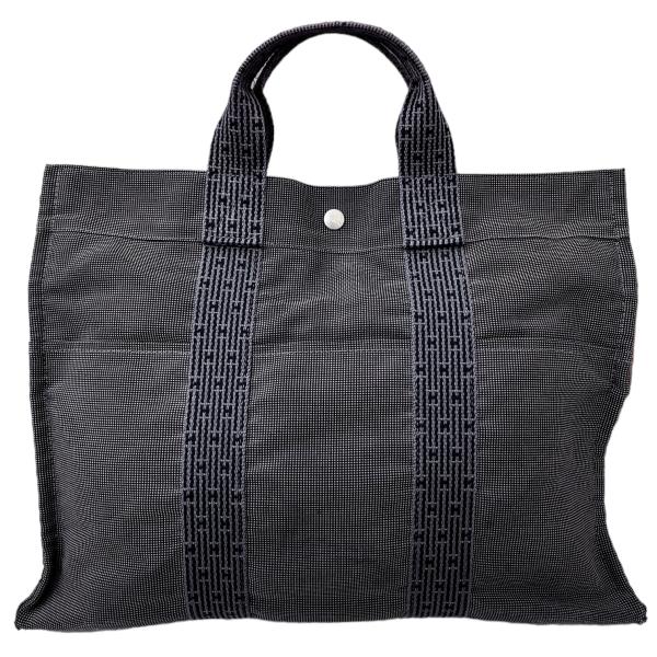 HERMES エルメス エールライン MM ハンドバッグ ナイロンキャンバス ダークグレー 【中古】
