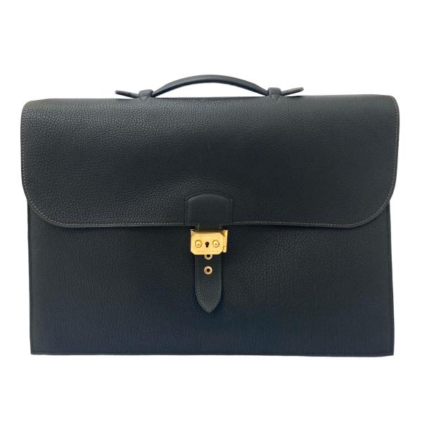 【中古】エルメス HERMES サックアデペッシュ 41 ブラック ゴールド金具 〇Z刻印 ブリーフ...