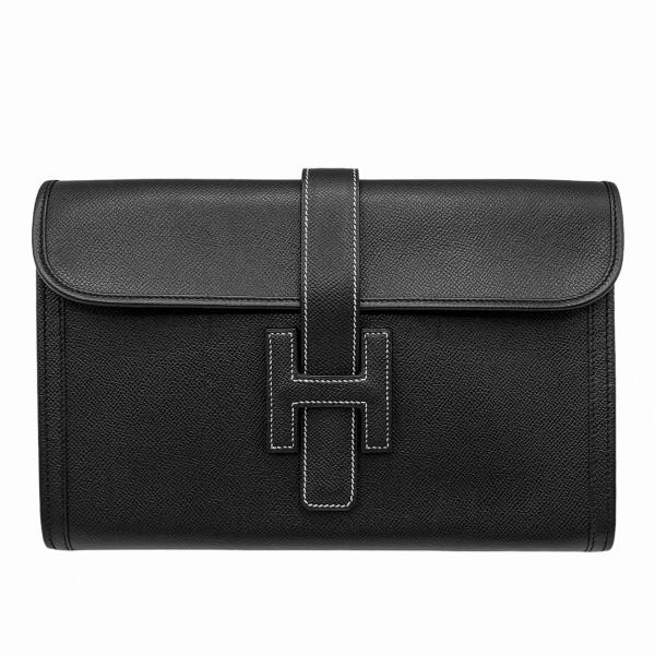 HERMES エルメス ジジェPM 推定素材 エプソン □K刻印 ブラック クラッチバッグ セカンド...