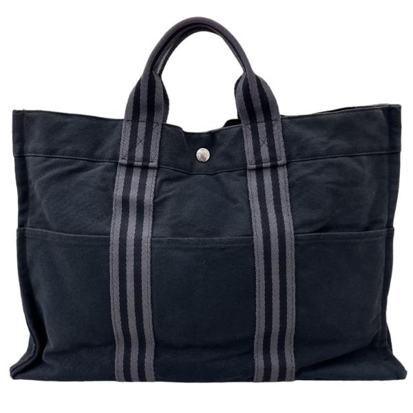 HERMES エルメス フールトゥ トートMM キャンバス トートバッグ ブラック 【中古】