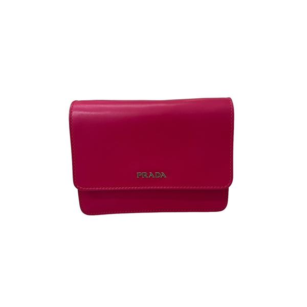 PRADA プラダ BT1031 ショルダーバッグ ボックスカーフ ピンク系 レディース 【中古】