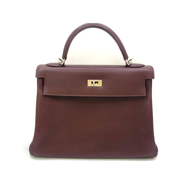 HERMES エルメス ケリー32 【内縫い】エヴァーグレイン アバンヌ □F ハンドバッグ ショル...