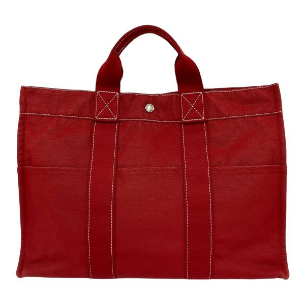 【中古】｜HERMES エルメス ドーヴィルMM トートバッグ ハンドバッグ レッド ホワイトステッ...