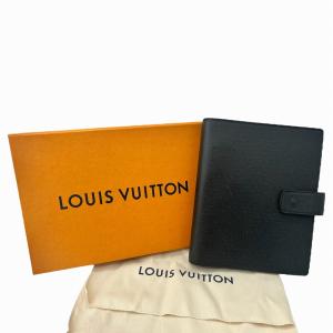 LOUIS VUITTON ルイ ヴィトン R20232 アジェンダGM 手帳カバー アルドワーズ メンズ イニシャル入り B5 黒 ブラック 大きめ【中古】