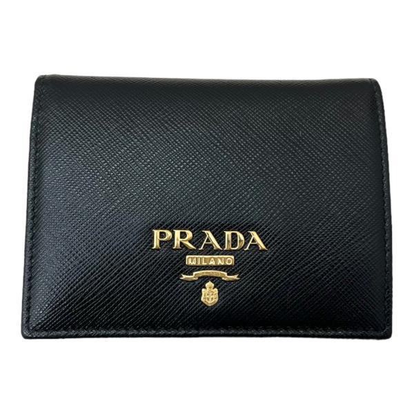 PRADA プラダ 1MV204 サフィアーノ コンパクトウォレット 二つ折り財布 ブラック レザー...